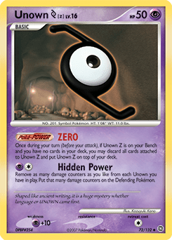Unown Z #72 from Secret Wonders