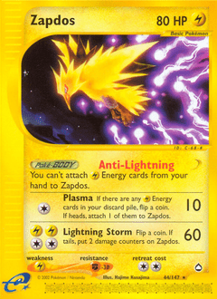 Zapdos #44 from Aquapolis