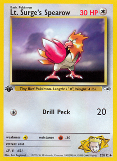 Lt. Surge's Spearow #52 from Gym Heroes