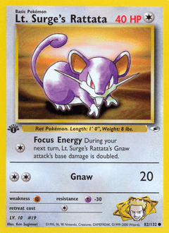 Lt. Surge's Rattata #82 from Gym Heroes