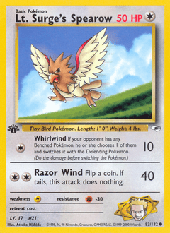 Lt. Surge's Spearow #83 from Gym Heroes
