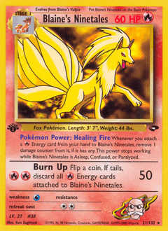 Blaine's Ninetales #21 from Gym Challenge