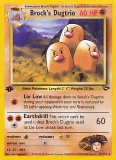 Brock's Dugtrio #22 from Gym Challenge