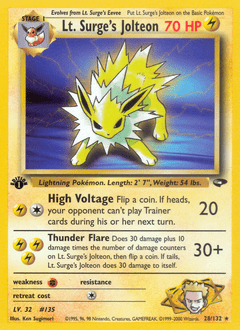 Lt. Surge's Jolteon #28 from Gym Challenge
