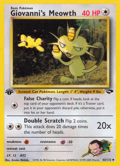Giovanni's Meowth #43 from Gym Challenge