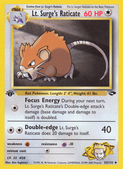 Lt. Surge's Raticate #53 from Gym Challenge