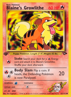 Blaine's Growlithe #62 from Gym Challenge