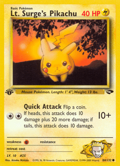 Lt. Surge's Pikachu #84 from Gym Challenge