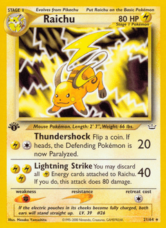 Raichu #21 from Neo Revelation