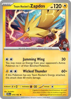 Team Rocket's Zapdos #70 from Destined Rivals