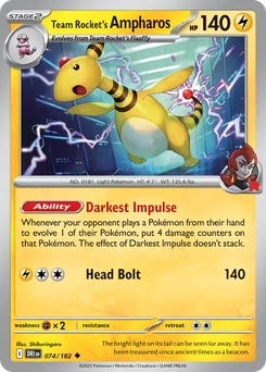 Team Rocket's Ampharos #74 from Destined Rivals