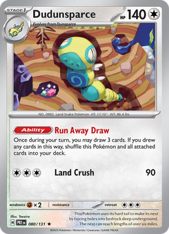 Dudunsparce #80 from Prismatic Evolutions