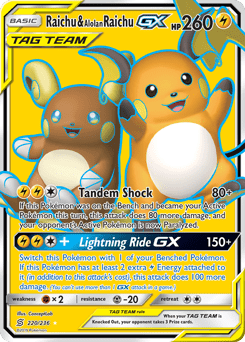 Raichu & Alolan Raichu-GX #220 from Unified Minds
