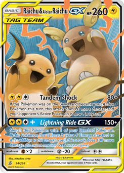 Raichu & Alolan Raichu-GX #54 from Unified Minds