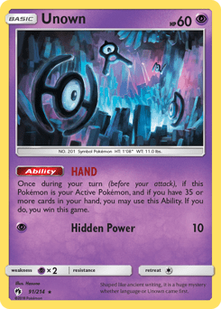 Unown #91 from Lost Thunder