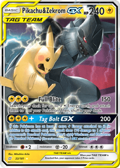 Pikachu & Zekrom-GX #33 from Team Up