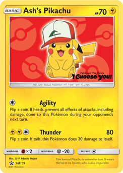 Ash's Pikachu #SM109 from SM Black Star Promos