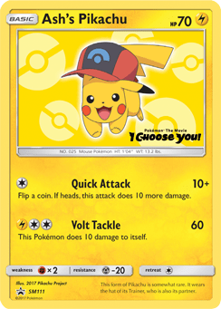 Ash's Pikachu #SM111 from SM Black Star Promos