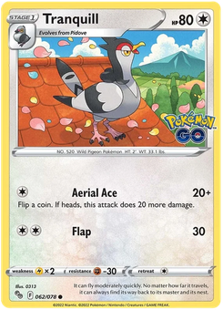 Tranquill #62 from Pokémon Go