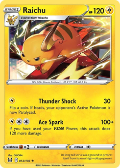 Raichu #53 from Lost Origin