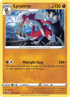 Lycanroc #74 from Crown Zenith