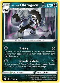 Galarian Obstagoon #161 from Fusion Strike